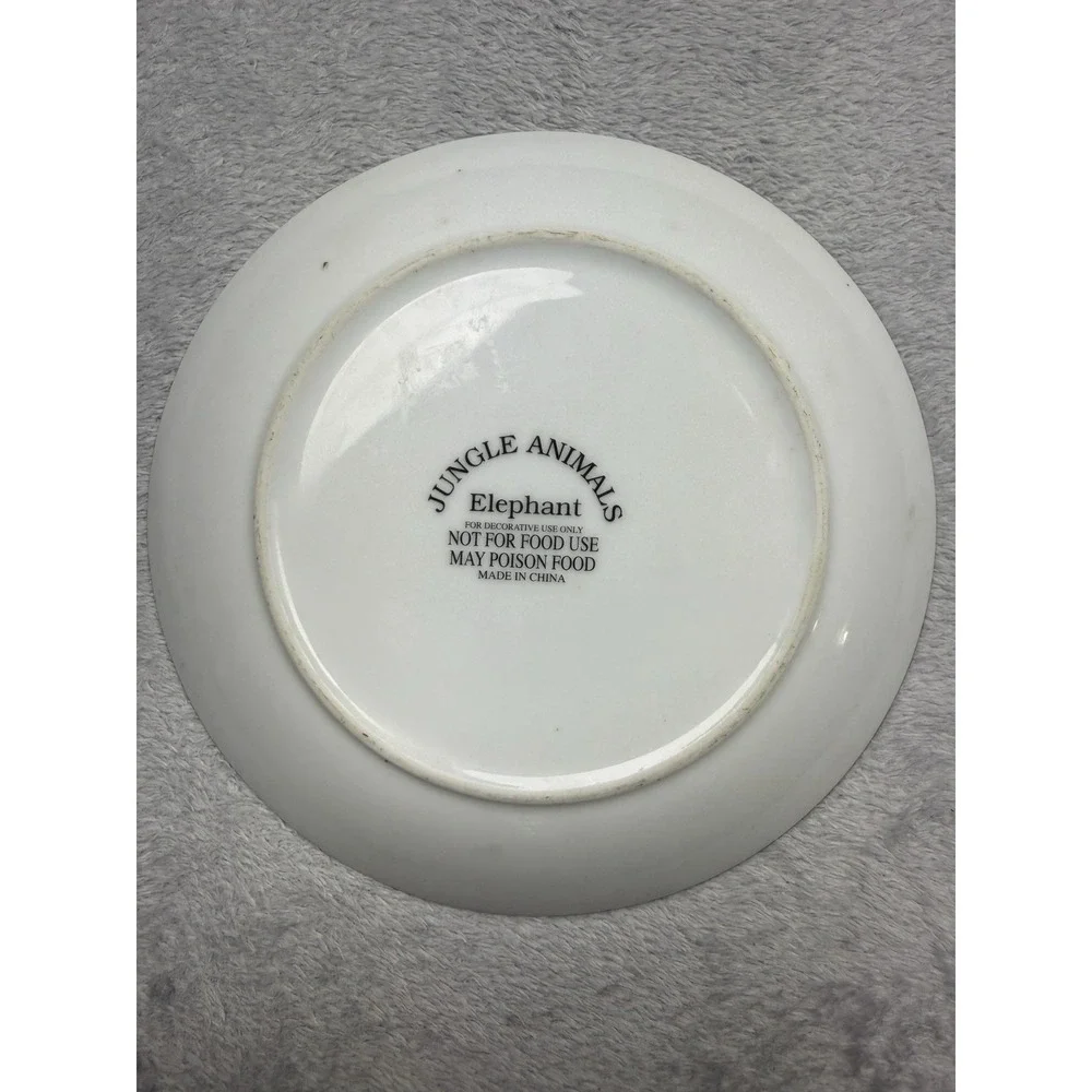 Jungle Animals Elephant Decorative Ceramic Plate Round Glossy Multicolor China